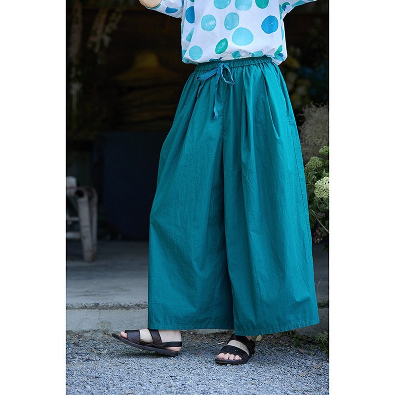 孔雀藍棉輕薄蘿卜褲 - 女長褲 - 棉．麻 