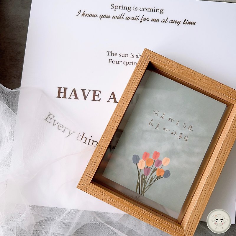 Wood color double-sided transparent photo frame (additional purchase) - กรอบรูป - ไม้ 