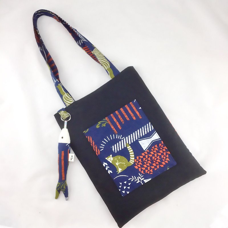 Animal Forest Nocturnal Bag / Shoulder Bag--Double Pockets + Fish Fish Charm--Design - Handbags & Totes - Cotton & Hemp 