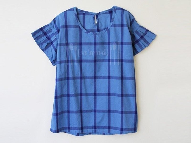 Laser print shirt - blue - 8512-03003 - 30 - Women's Tops - Cotton & Hemp Blue