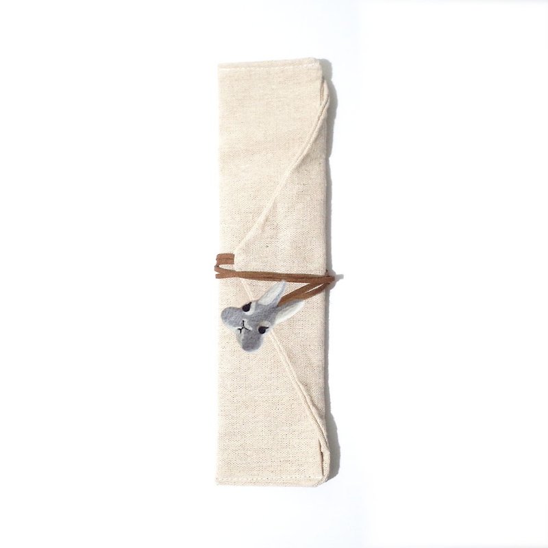 [Q-cute] tableware bag series - rabbit head / custom - กล่องเก็บของ - ผ้าฝ้าย/ผ้าลินิน หลากหลายสี