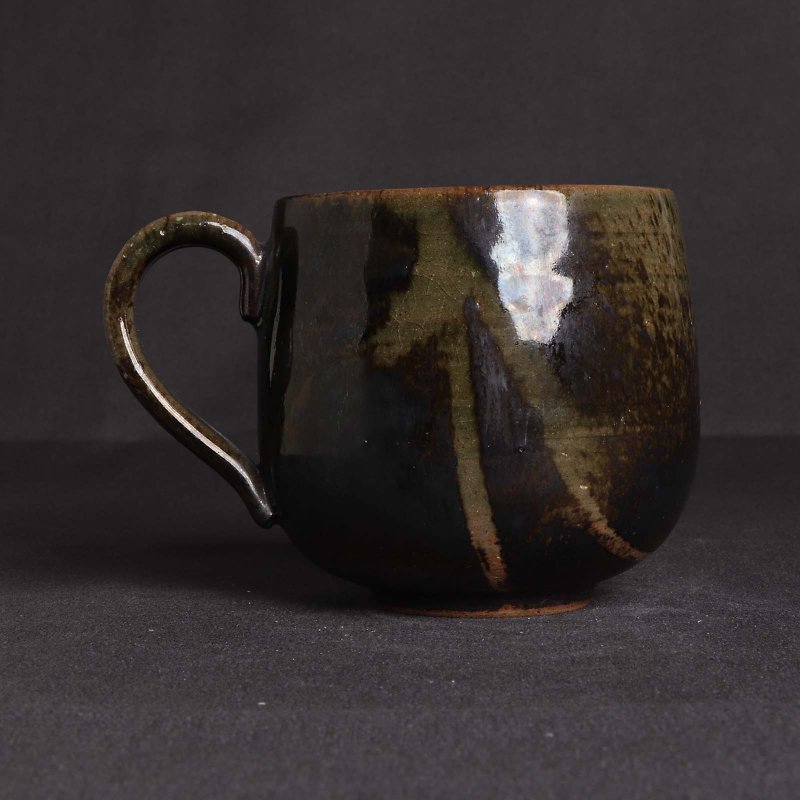 Mingyao l Japanese-style textured grass pattern emerald coffee cup - Teapots & Teacups - Pottery Green