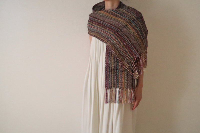 手織りストール　リネンコットン　着物　タペストリー　ギフト　Shawl (S) 69　入學   畢業　母親節　禮物　生日禮物 - 絲巾 - 絲．絹 多色