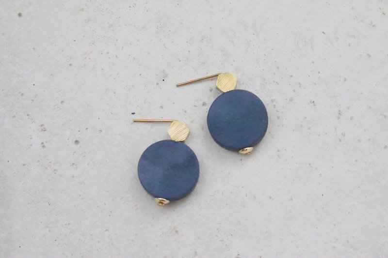 Brass Earrings 1039 - Meet - ต่างหู - โลหะ สีน้ำเงิน