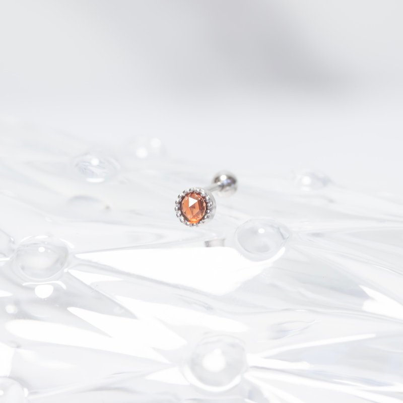 石榴石925純銀杯子蛋糕轉珠耳環 - 耳環/耳夾/耳骨夾 - 水晶 銀色