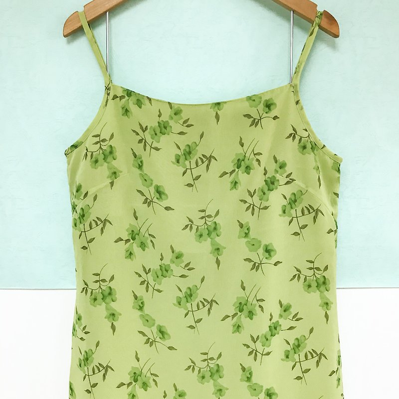 Dress / Green Floral Slip Dress - One Piece Dresses - Polyester Green