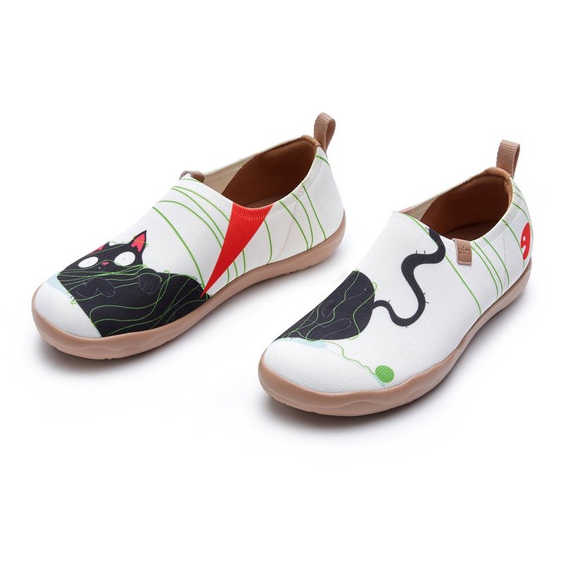 【Uin】Spanish original design | Lying flat stupid cat painted casual women's shoes - รองเท้าลำลองผู้หญิง - วัสดุอื่นๆ หลากหลายสี