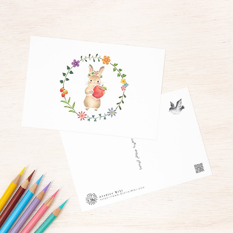 Set of 5 pieces. Like a picture book. Postcard "Flower Ring Kosagi Mocha" PC-265 - Cards & Postcards - Paper Pink