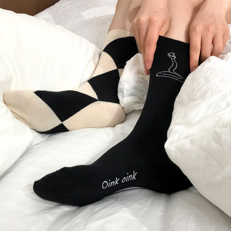 Asymmetric diamond-shaped small snake tube socks for street men and women - Socks - Other Materials 