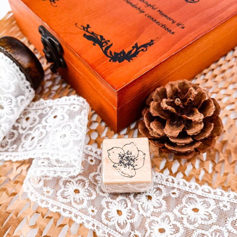 3E119_花系列N/ Flower series.N/櫸木印章 Wood Rubber Stamp - ตราปั๊ม/สแตมป์/หมึก - ไม้ สีกากี