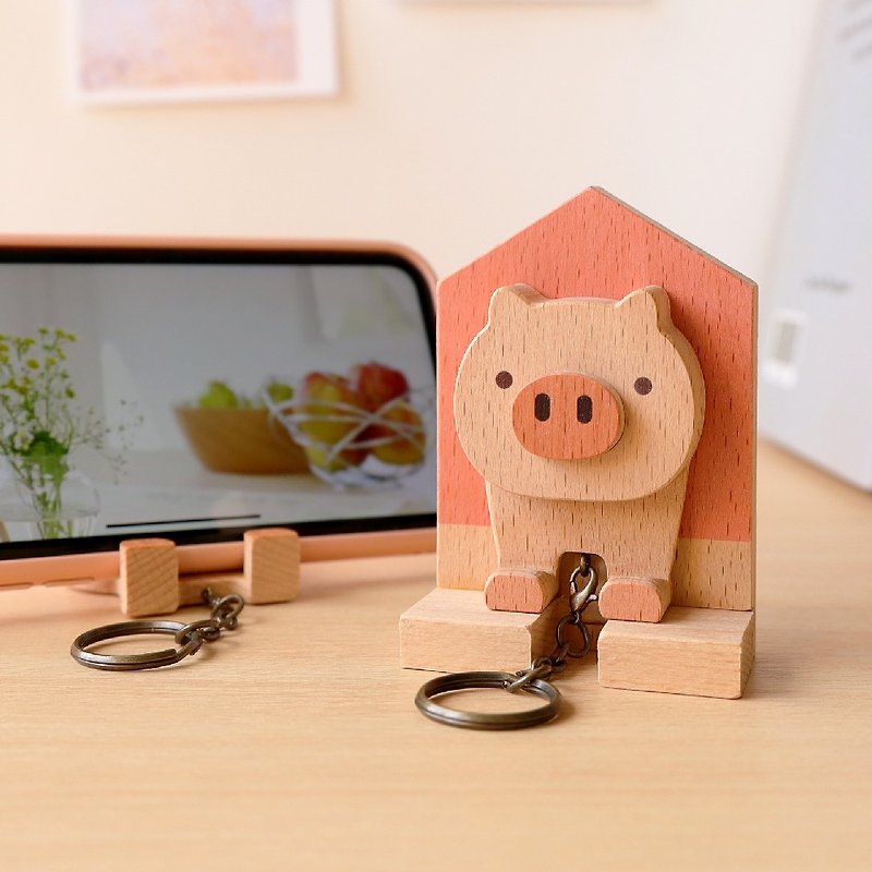 Welcome home [wall-mounted key ring - piggy] / key storage rack / mobile phone rack - ตกแต่งผนัง - ไม้ สีนำ้ตาล
