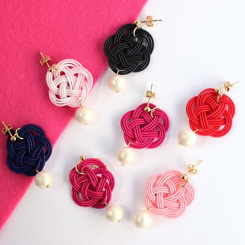 HAKOYA japanese style pierce earring / mizuhiki / japan / accessory / flower