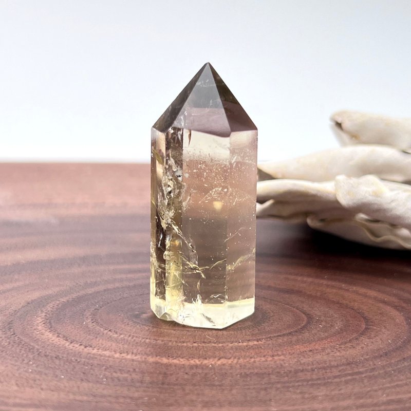 暖璨。小柱 療癒 招財 有天然礦坑 l 黃水晶小柱 有彩 l - 擺飾/家飾品 - 水晶 黃色