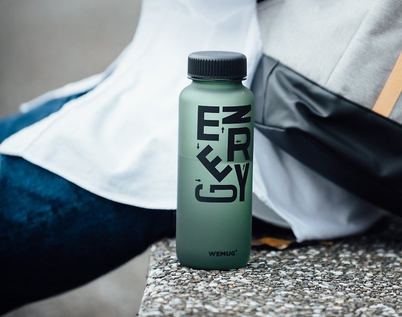 WEMUG Tritan Water Bottle Design Easy clean wide mouth- Keep Energy Frosty Green - กระติกน้ำ - พลาสติก สีเขียว