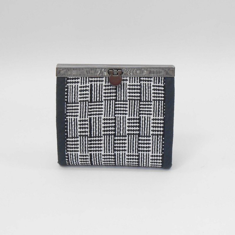 手織布 口金短夾01 - 錢包/皮夾/長短夾 - 棉．麻 黑色