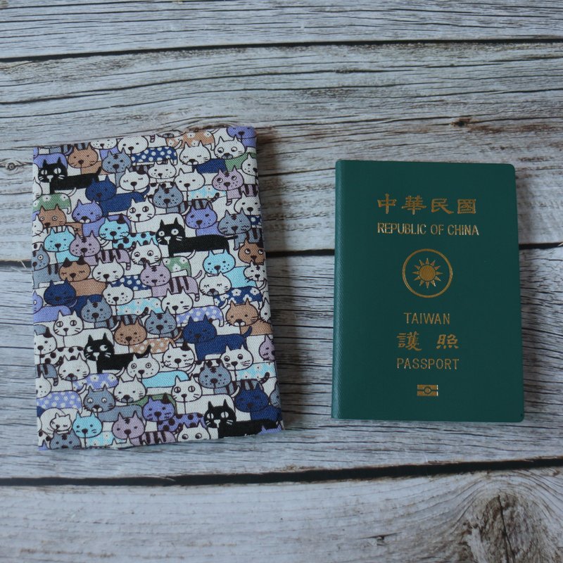 【貓貓世界】護照套 護照夾 護照包 出國必備 - 護照夾/護照套 - 棉．麻 藍色