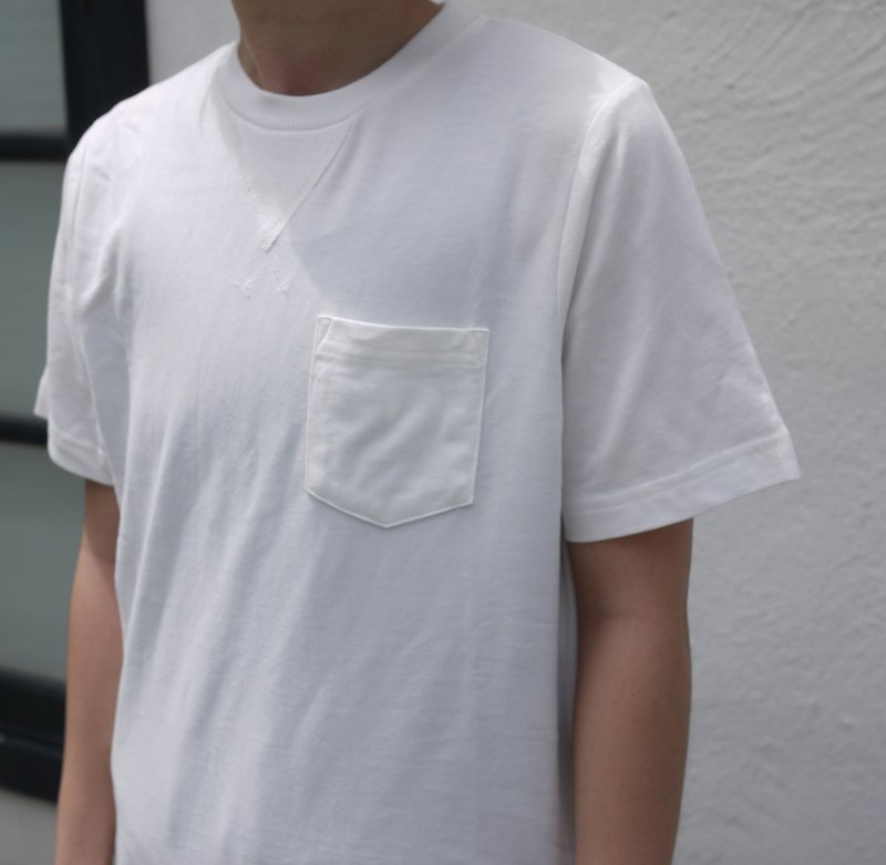 Short Sleeves Pocket Sweater /plain/cotton - Unisex Hoodies & T-Shirts - Cotton & Hemp White
