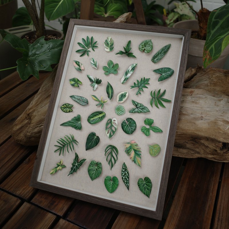 37 leaves foliage plant leather photo frame - ของวางตกแต่ง - หนังแท้ 