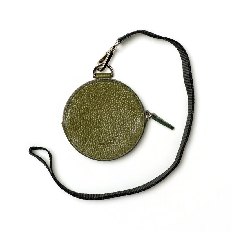 Vivvant Multifunctional round small bag (military green) - Keychains - Genuine Leather Green