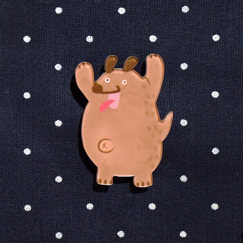 Surprised overweight middle-aged fat dog-thick-cut pins - Badges & Pins - Acrylic Brown