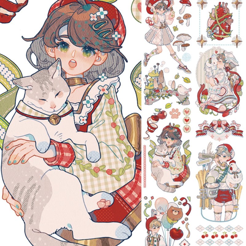 【新七天】緋色の果実  PET・和紙マスキングテープ - マスキングテープ・PET テープ - 紙 レッド