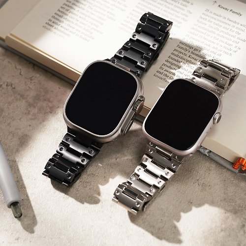 W.WEAR 時間穿搭 Apple watch - 復古經典小方塊鈦金屬 蘋果專用錶帶