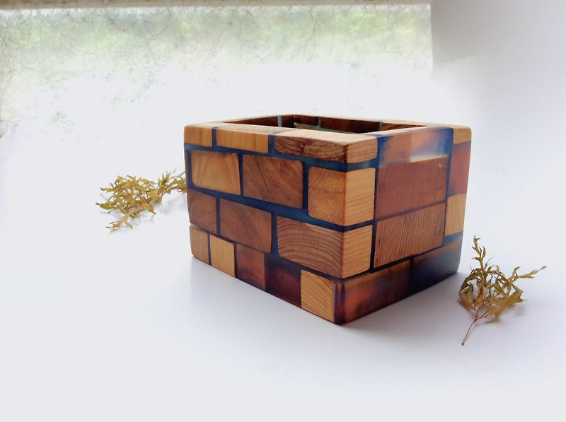 メモリブリックウォール〜オールドブナウッドボックス - 置物 - 木製 多色