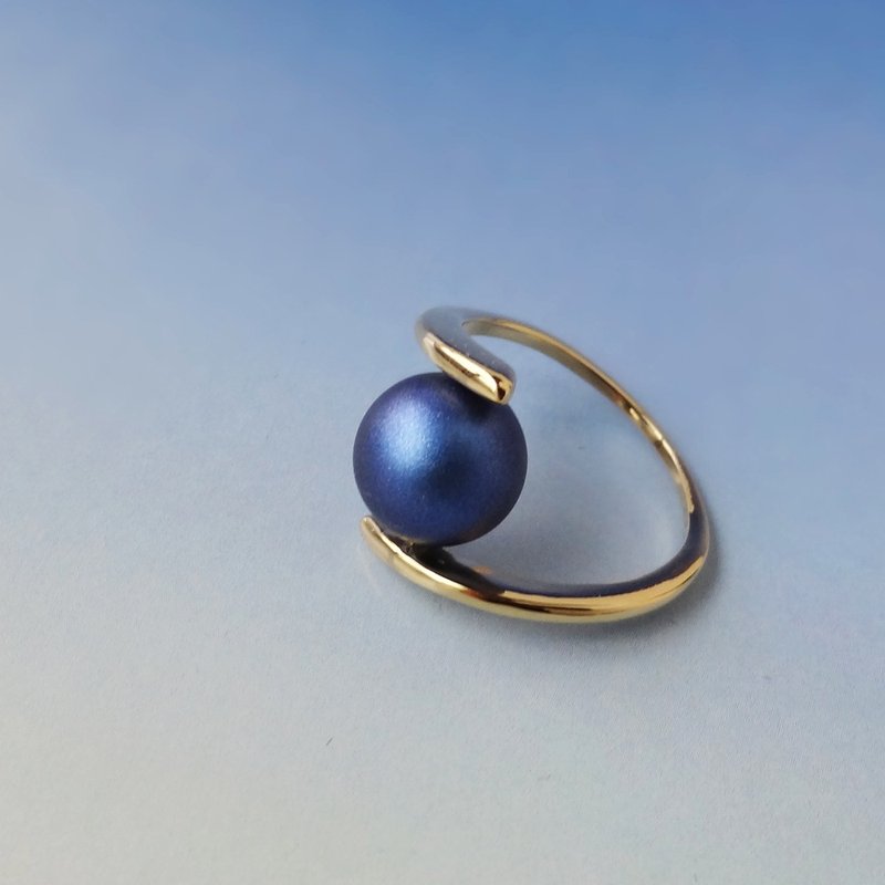 Swarovski iridescent pearl Ring - 戒指 - 水晶 藍色