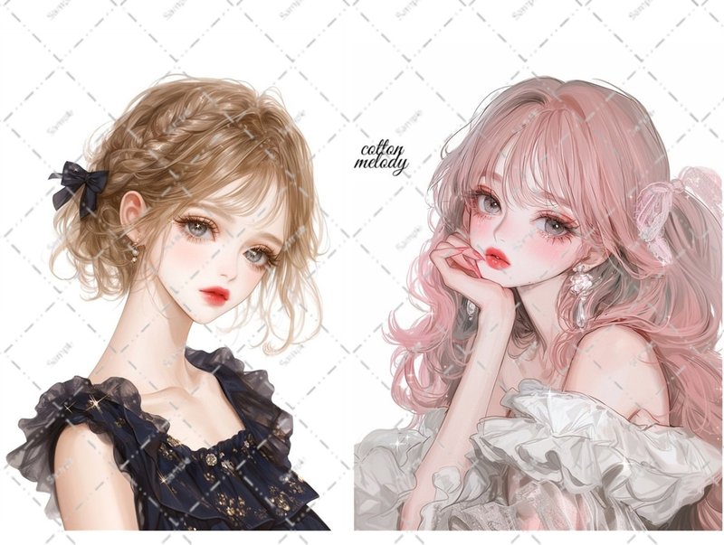 original sticker no.6616 人物ステッカー オリジナルステッカー 人物ステッカー 女の子ステッカー オリジナル人物ステッカー - 貼紙 - 紙 