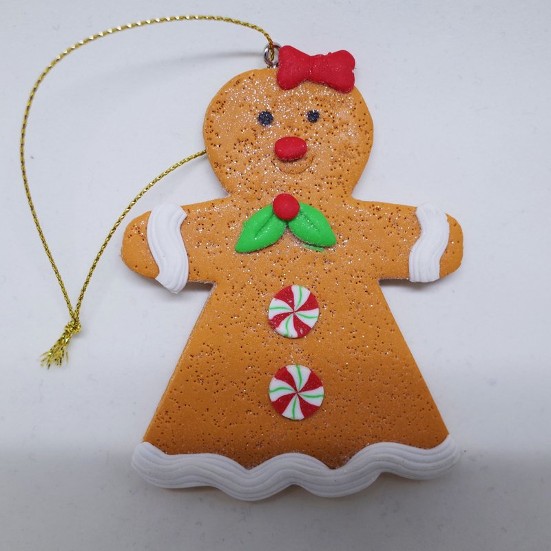 Christmas Gingerbread Man Charm - ของวางตกแต่ง - วัสดุอื่นๆ สีนำ้ตาล