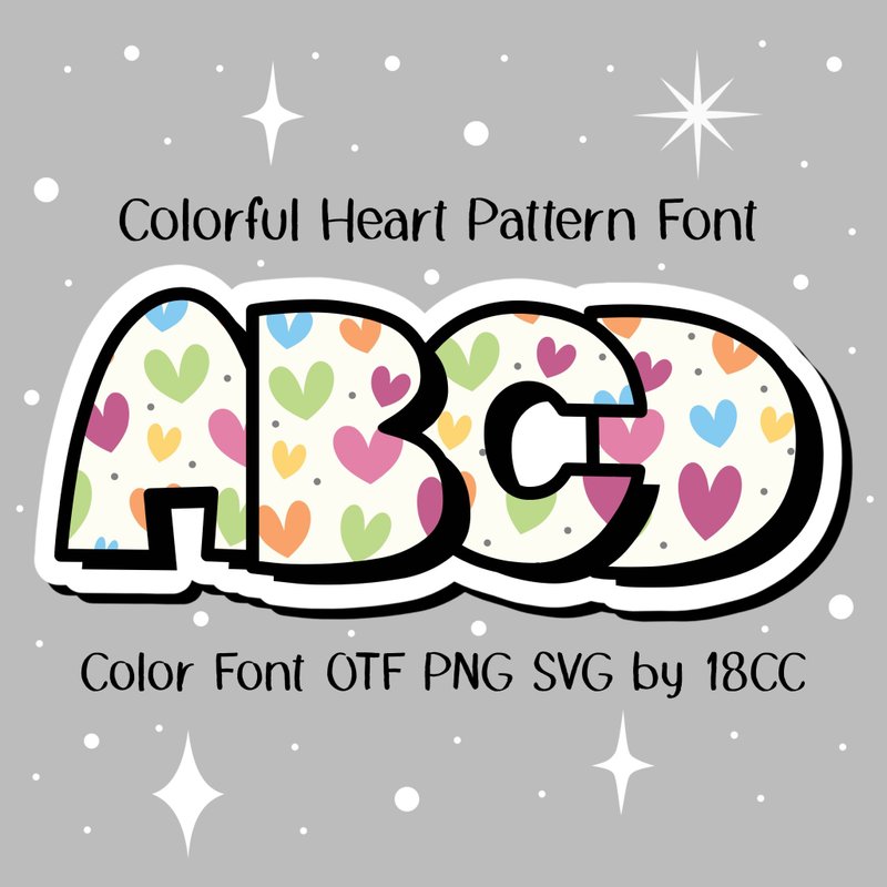 Colorful Heart OTF PNG SVG - 字體設計 - 其他材質 