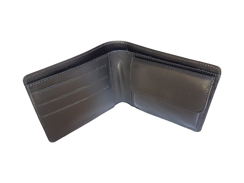 Men's wallet smooth - กระเป๋าสตางค์ - หนังแท้ สีดำ
