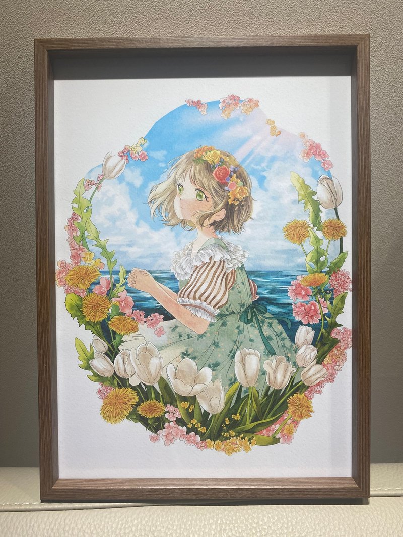 White Tulip girl A3 poster - 海報/掛畫/掛布 - 紙 