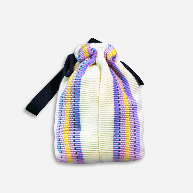 Qulih Balay woven classic straight stripe handbag collection off-white - กระเป๋าถือ - ผ้าฝ้าย/ผ้าลินิน ขาว