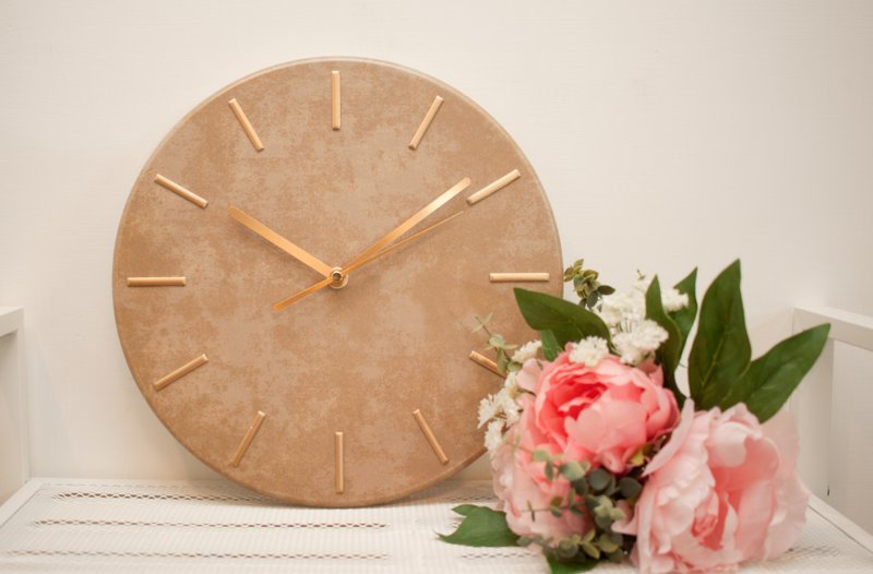 Bronze pattern-clock/silent-golden scale-WE CAN HOUSE gift/home/new home/wall clock - นาฬิกา - ไม้ 