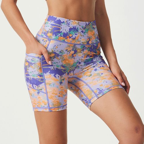 SILVERWIND SILVERWIND夏季新款健身跑步運動褲個性印花高腰收腹高彈瑜伽短褲