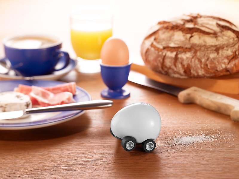 【客製化禮物】蛋蛋迴力車鹽罐 - 調味瓶/調味架 - 瓷 白色