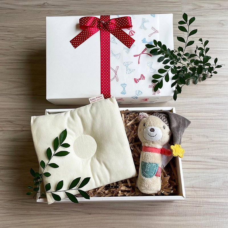 Miyue Gift Box [MAKURA+FEHN] Lightweight Breathable Breastfeeding Arm Pillow S+ Stick Hand Bell - Baby Gift Sets - Cotton & Hemp Multicolor