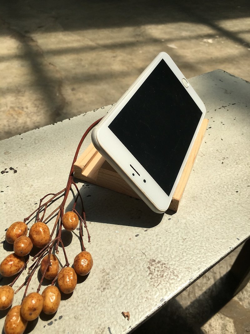 Log 多機能携帯電話ホルダー - 12cm - スマホスタンド・イヤホンジャック - 木製 ブラウン