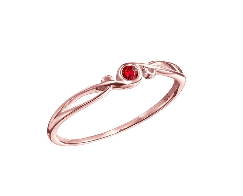Ruby Engagement Ring, Gemstone Wedding Promise Gold Ring, July Birthstone Ring - แหวนทั่วไป - เครื่องเพชรพลอย สีแดง