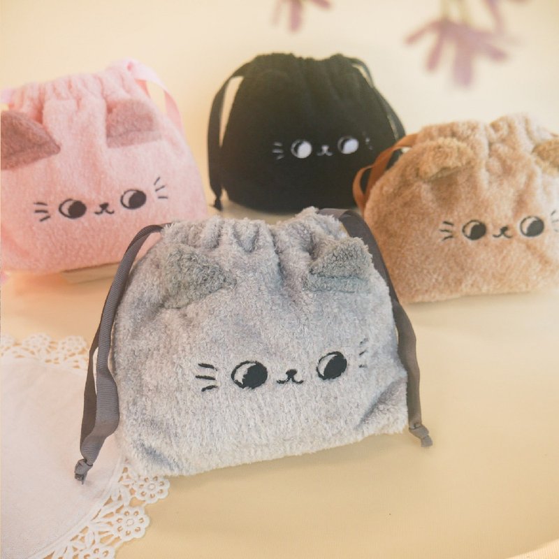 O-CAT－軟毛貓束口袋。JBG-261。小物收納 - 零錢包/小錢包 - 尼龍 