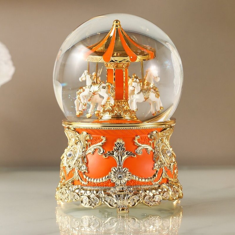 Hermes orange gold carousel Valentine's Day birthday Christmas exchange gift wedding new home - Items for Display - Other Materials 