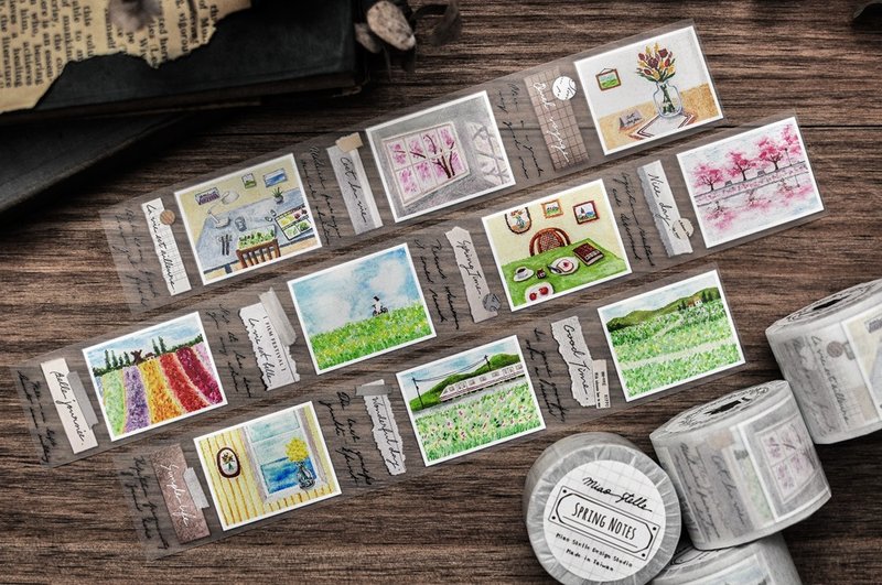 Spring Notes / 春日手札紙膠帶 – 4cm - 紙膠帶/和紙/PET - 塑膠 多色