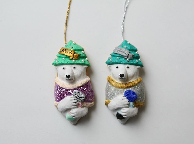 [-12 / 25 / limited time] 3way ornament series [polar bear / 2colors] - เข็มกลัด - พลาสติก หลากหลายสี