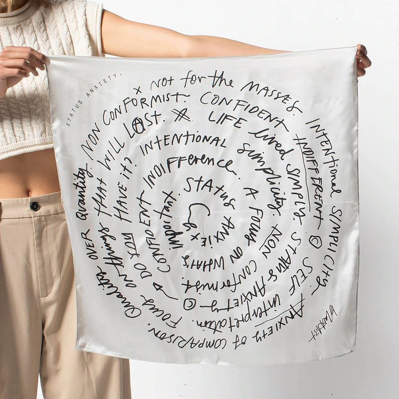 Status Anxiety. | DO YOU HAVE IT Scarf - Scarves - Silk White