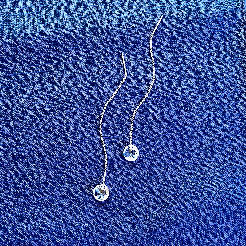 Shine Summer Night Earrings S925 Sterling Silver Earrings Anti Allergy - ต่างหู - เงินแท้ สีใส