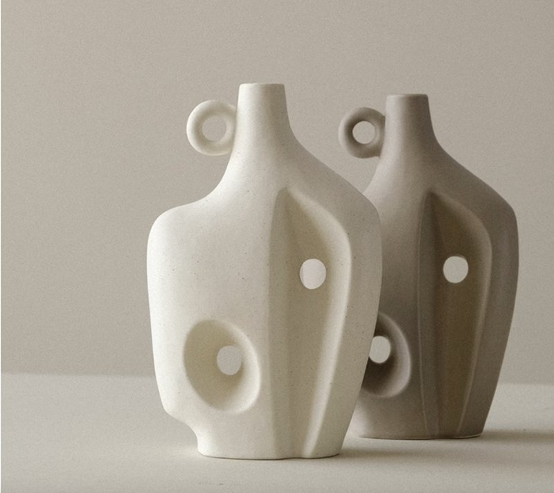 I heard about handmade abstract three-hole art vase ornaments - Pottery & Ceramics - Pottery White