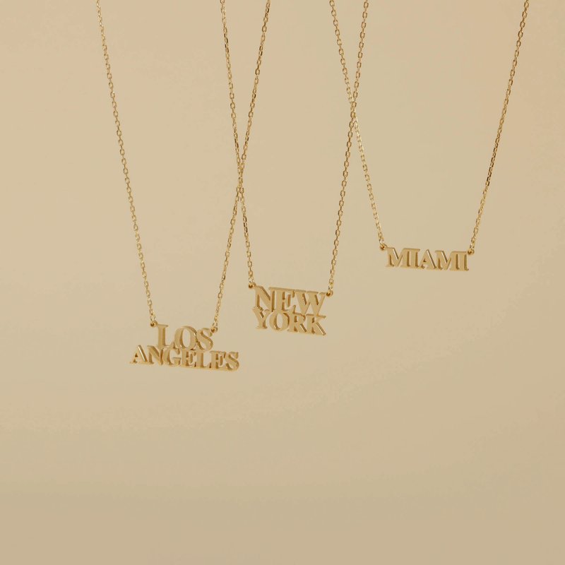 Anniversary Gift Best Friend Gift Custom Necklace Travel Lover Hometown Necklace - สร้อยคอ - เงิน สีทอง