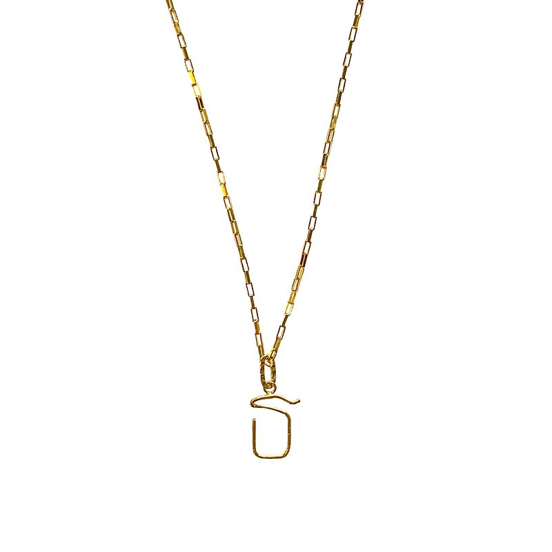 Thai Letter Necklace in Sterling silver gold plated Long box chain - Necklaces - Sterling Silver 