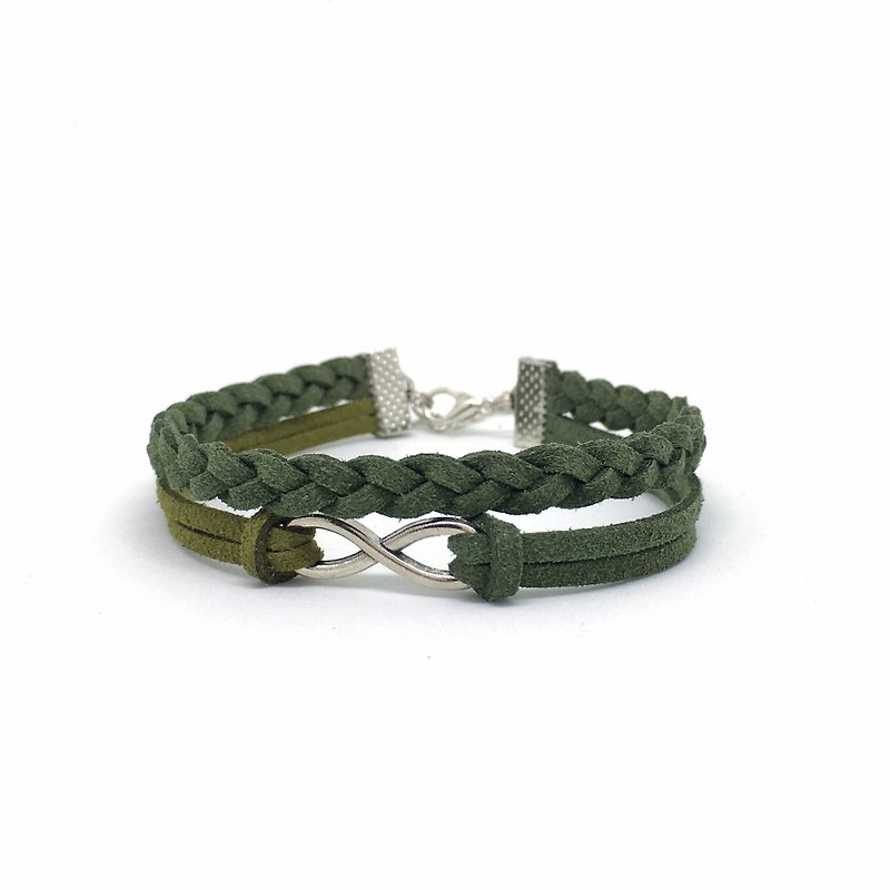 Handmade Double Braided Infinity Bracelets –dark green limited  - สร้อยข้อมือ - วัสดุอื่นๆ สีเขียว